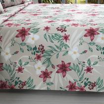 Kit Colcha Dohler Piquet Estampado Virginia - 100% Algodão - Floral - Solteiro