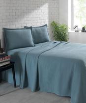 Kit Colcha Dohler Piquet Favo Casal Azul 2,20x2,50 m 100% Algodão