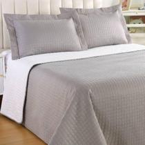 Kit Colcha Duo Grid Casal 3 Peças Sonhare Sultan Grafite