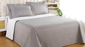 Kit Colcha Duo Grid Queen 3 peças Cinza Sultan