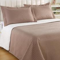 Kit Colcha Duo Grid Queen 3 Peças Sonhare Sultan Amendoa/Off