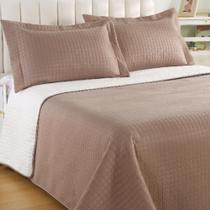 Kit Colcha Duo Grid Queen 3 Peças Sonhare Sultan Amendoa/Off
