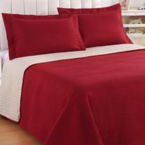 Kit Colcha Duo Grid Queen 3 Peças Sonhare Sultan Malbec/Off