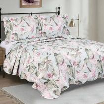 Kit Colcha Dupla Face Patchwork Casal - Copo de Leite - Camesa