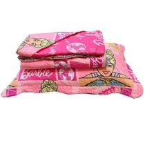 Kit Colcha Dupla Face Rosa Solteiro Barbie 2 Peças Jolitex Kit Colcha Dupla Face Rosa Solteiro Barbie 2 Peças Jolitex
