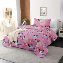 Kit Colcha Dupla Face Rosa Solteiro Minnie 2 Peças Jolitex Kit Colcha Dupla Face Rosa Solteiro Minnie 2 Peças Jolitex