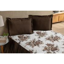 Kit Colcha Estampado Com Babado Bella Vida casal padrao 03 Peças Kit Colcha Estampado Com Babado Bella Vida casal padrao 03 Peças