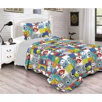 Kit Colcha Evolution Dupla Face Solteiro Infantil 2 Peças Monstros New Camesa