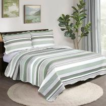 Kit Colcha Evolution Patchwork Casal - Faixas Verde - Camesa