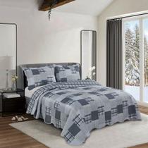 Kit Colcha Evolution Patchwork King 3 peças Microfibra Evora