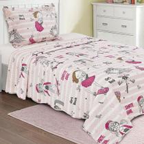 Kit Colcha Evolution Patchwork Solteiro 2 peças Microfibra Meninas Radical