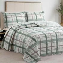Kit Colcha Evolution Patchwork Solteiro - Grid Verde - Camesa