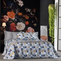 Kit Colcha Gênova Teka Piquet Favo Queen Estampado Algodão