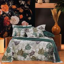 Kit Colcha Gênova Teka Piquet Favo Queen Estampado Algodão