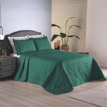 Kit Colcha Grande Casal King 3 peças cor Verde para Cama Box