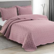 Kit Colcha Ilusion Favo Casal - Rosa - Camesa Kit Colcha Ilusion Favo Casal - Rosa - Camesa