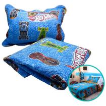 Kit Colcha Infantil Hot Wheels Dupla Face Solteiro 2 Peças