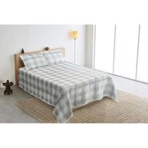 Kit colcha jacquard montblanc tartan cinza 51 solteiro