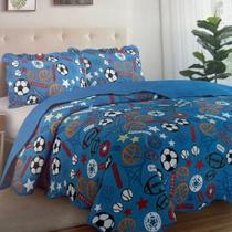 Kit Colcha Juvenil Casal 3Pçs Dupla Face Matelado Estampado Cor:Plumas