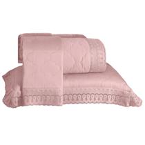 Kit Colcha King 300 Fios Buettner Renda Renascença Rosa