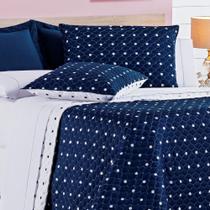 Kit Colcha King 7 peças Cobre Leito Micropercal 200 Fios Petit Poá