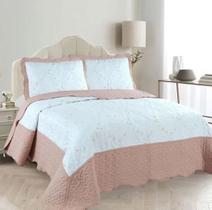 Kit Colcha King Maison 2,60m x 2,80m com 3 Peças Rozac Rosa e Cinza