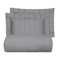 Kit Colcha King Satinee Square 300 Fios - Kacyumara Chumbo