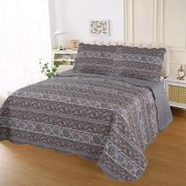 Kit Colcha King Ultrasonic Dyuri Jolitex Cobre Leito Estampado 3Pçs 280x260cm
