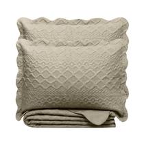 Kit Colcha Macia De Cama King Illusion Orla 260X280Cm Bege