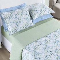 Kit Colcha Maris King Dupla Face 200 Fios 200 Fios 3Pç Verde