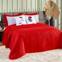 Kit Colcha Matelassê Percal 300 Fios Basic Casal 07 Peças 100% Poliéster - Vermelho Lady