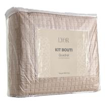 Kit Colcha Matelassê Quadrat Casal Bege 3 Peças Lyor