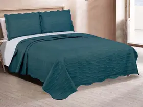 Kit Colcha Opala Camesa Microfibra Casal 2,20x2,40m Verde