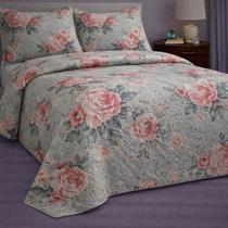 Kit Colcha Paris corttex Queen 2,40 x 2,60 com 2 porta travesseiro Verde Chá