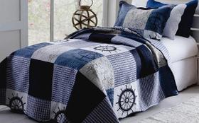 Kit Colcha Patchwork Rozac Solteiro 2 peças Teen 180x220 Kit Colcha Patchwork Rozac Solteiro 2 peças Teen 180x220