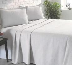Kit Colcha Piquet Favo Döhler Casal 3 Peças 100% Alg Prata