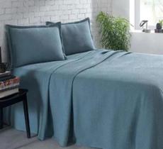 Kit Colcha Piquet Favo Döhler Queen 3 Peças 100% Alg Azul
