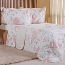 Kit Colcha Queen 200 Fios Estampada New 100% Algodão 240x260cm Aquarelle Kit Colcha Queen 200 Fios Estampada New 100% Algodão 240x260cm Aquarelle