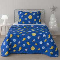 Kit Colcha Queen 3 Peças 2,40x2,60 Acolchoado com Porta Travesseiros Detalhe Texturizado Luxo