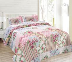 KIt Colcha Queen 3 Peças Patchwork Ultrassônica Helena