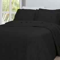 Kit Colcha Queen 300 Fios Satinee Square - Kacyumara Preto
