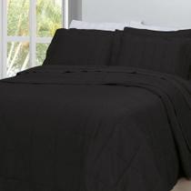 Kit Colcha Queen 300 Fios Satinee Square - Kacyumara Preto