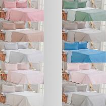 Kit colcha Queen Dupla Face Com porta Travesseiro 3 peças bene casa liso