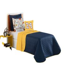 Kit Colcha Roupa Cama Cobre Leito Solteiro 5 Pçs Matelado Dupla Face Menino Basquete Amarelo Kit Colcha Roupa Cama Cobre Leito Solteiro 5 Pçs Matelado Dupla Face Menino Basquete Amarelo