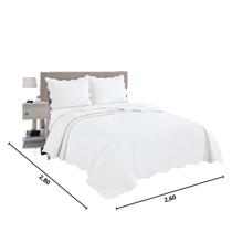 Kit Colcha Roupa de Cama Cobre Leito Mandi King 260x280 Branco CAMESA