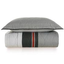 Kit Colcha Solteiro 180 Fios Karsten Augusto 2 Peças Cinza