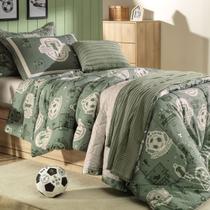 Kit Colcha Solteiro 200 Fios Karsten Futebol Verde