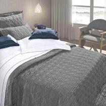 Kit Colcha Solteiro 300 Fios Romana - Marken Fassi Cinza Kit Colcha Solteiro 300 Fios Romana - Marken Fassi Cinza