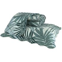 Kit Colcha Solteiro Botânico Verde Folhas Parintins 2 Peças Dupla Face Jolitex