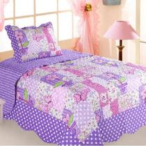 Kit Colcha Solteiro Dupla Face 02 Peças Happy Day Patchwork Sultan Lilás